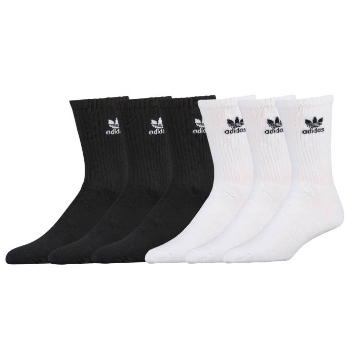 アディダス Adidas 【 Originals Trefoil 6-Pack Crew Socks Boys' Grade School White/Black 】 オリジナルス トレフォイル クルー ソックス・靴下 ジュニア キッズ 白色 ホワイト 黒色 ブラック
