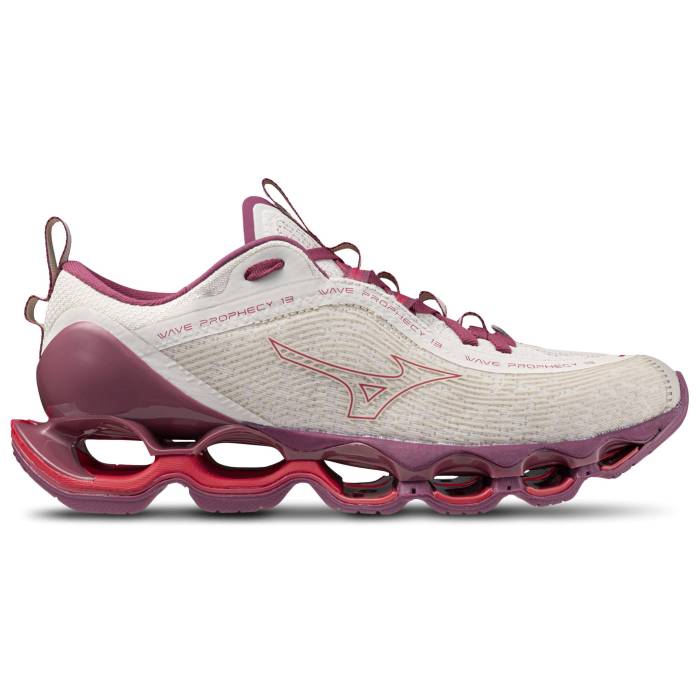 ミズノ Mizuno 【 Wave Prophecy 13 - Women's Women's White Sand/Azalea 】 Wave ウェーブ・ウェイブ プロフェシー 13 サーティーン レディース レディース 白色 ホワイト 砂色・サンド｜スニケス