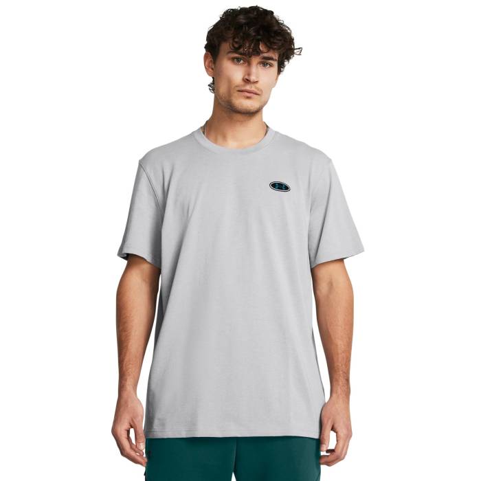 アンダーアーマー Under Armour 【 Hw Lc Patch Short Sleeve - Men\u0027s Men\u0027s Grey Medium Heather/Black 】 Sleeve 捩り メンズ メンズ 薄墨色 薄墨色 heather ギョリュウモドキ 黒いこと 黒いこと