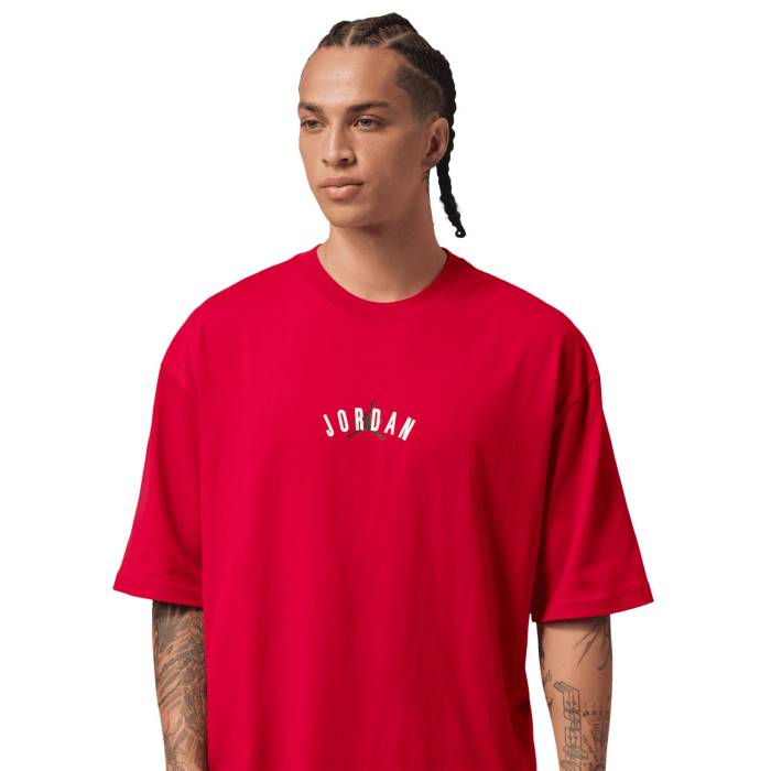 【★百貨店SALE★6/11夜夜中2時迄】ナイキ ジョーダン Jordan 【 Back Stretch Oversized Short Sleeve Crew - Men\u0027s Men\u0027s Black/Gym Red 】 Sleeve 捩り 労働者の一団 メンズ メンズ 黒いこと 黒いこと Red 赤・赤いこと