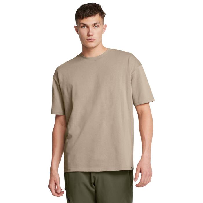 アンダーアーマー Under Armour 【 Oversized Heavyweight Short Sleeve - Men's Men's Timberwolf Taupe/White 】 Sleeve スリーブ メンズ メンズ 白色 ホワイト|スニケス
