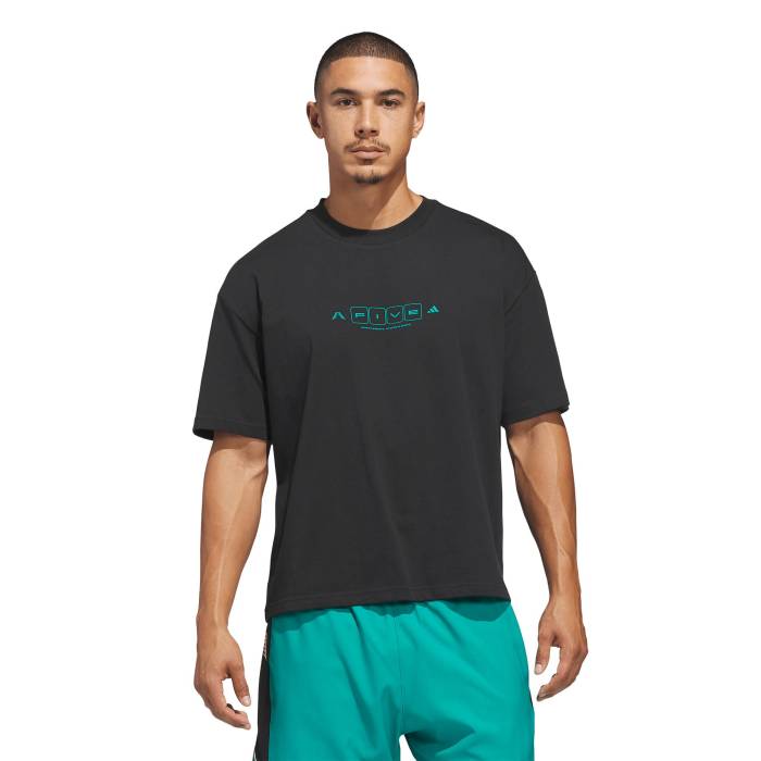 アディダス Adidas 【 Anthony Edwards World Of 5 T-Shirt - Men's Men's Black/Equipment Green 】 アンソニー Tシャツ メンズ メンズ 黒色 ブラック green 緑・グリーン｜スニケス