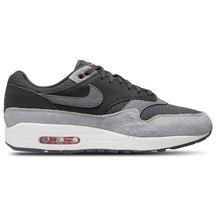 【★百貨店SALE★6/11真夜中2時迄】ナイキ Nike 【 Air Max 1 Premium Nde - Men\u0027s Men\u0027s Smoke Grey/Flash Crimson/Dk Smoke Grey 】 マックス Premium 割り増し金 メンズ メンズ 薄墨色 薄墨色 クリムゾン