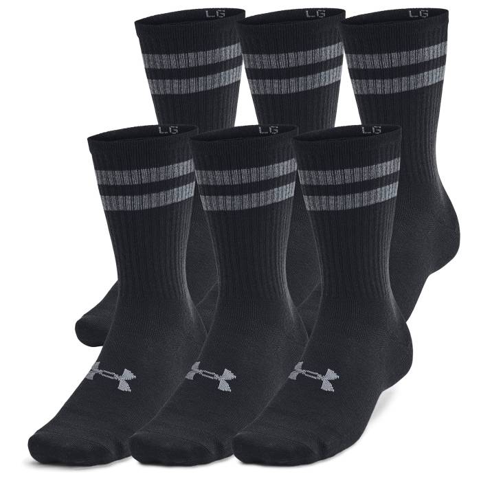 アンダーアーマー Under Armour 【 Essential 6 Pack Crew Socks Men's White/White/Black 】 クルー ソックス・靴下 メンズ 白色 ホワイト 黒色 ブラック