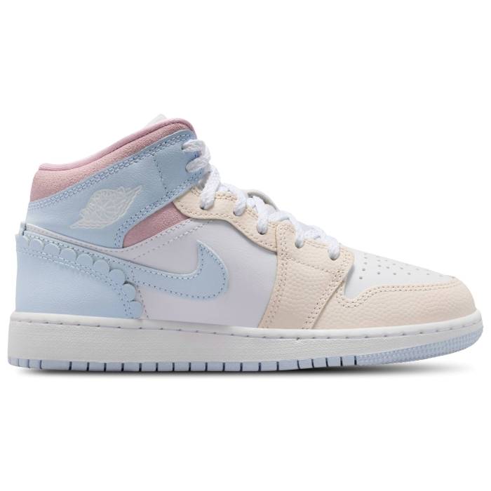 ナイキ ジョーダン Jordan 【 Aj 1 Mid Se Fem Girls' Grade School Half Blue/White/Pale Ivory 】 ミッド ジュニア キッズ ハーフ 青色 ブルー 白色 ホワイト アイボリー