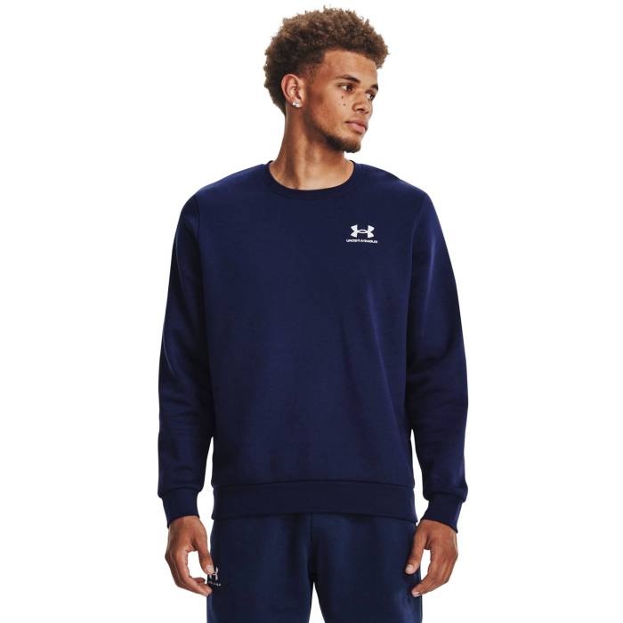 【★百貨店SALE★6/11真夜中2時迄】アンダーアーマー Under Armour 【 Essential Fleece Crew - Men\u0027s Men\u0027s Midnight Navy/White 】 フリース 労働者の一団 メンズ メンズ 紺色 米国海軍 白いこと 白いこと