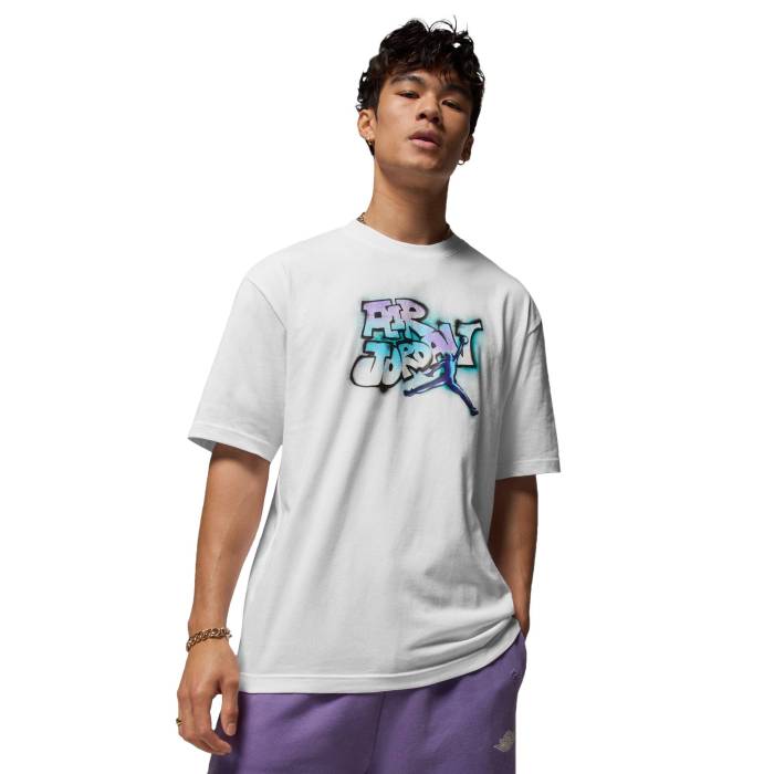 ナイキ ジョーダン Jordan 【 Aj 5 Grape 85 Crew T-Shirt Men's White/Purple/Teal 】 クルー Tシャツ メンズ 白色 ホワイト Purple 紫・パープル