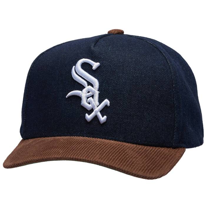 ミッチェル&ネス Mitchell & Ness 【 White Sox Denim Cord Pro Pinch Cap Adult Navy/Brown 】 白色 ホワイト デニム プロ キャップ 帽子 ユニセックス 紺色 ネイビー 茶色 ブラウン