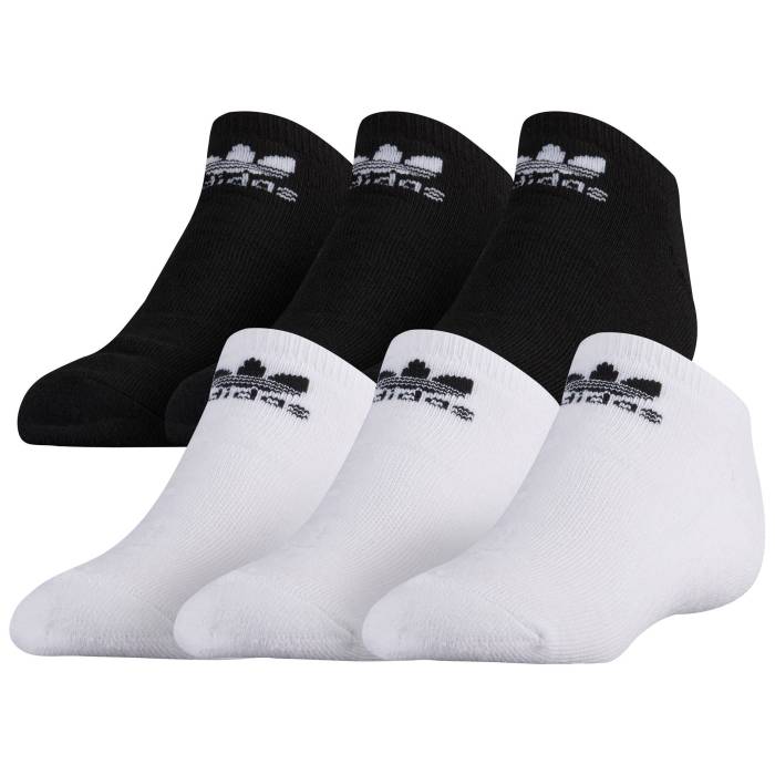 アディダス Adidas 【 Originals Trefoil 6-Pack No Show Socks Boys\u0027 Grade School White/Black 】 オリジナルス トレフォイル 靴下・ソックス 御坊っちゃん キッズ 白いこと 白いこと 黒いこと 黒いこと キッズファッション-靴下-キッズ・ベビー・マタニティ