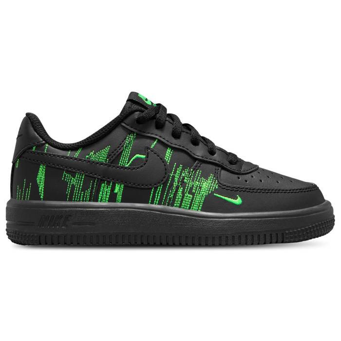 ナイキ Nike 【 Air Force 1 - Boys\u0027 Preschool Boys\u0027 Preschool Black/Green Strike/Vivid Purple 】 お坊っちゃん 御姉さん 赤ちゃん用 お坊っちゃん キッズ 黒いこと 黒いこと green 緑・緑であること ストライク Purple 紫・パープル