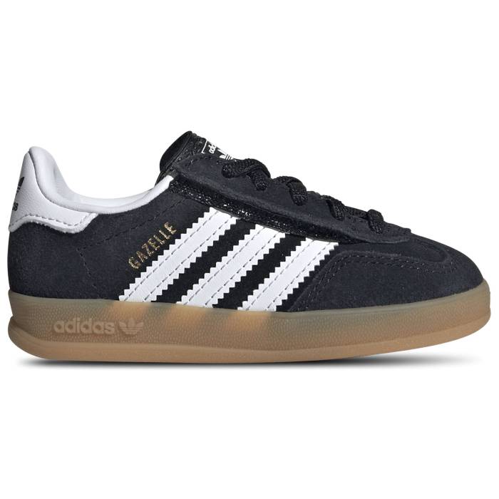 【★百貨店SALE★6/11真夜中2時迄】アディダス Adidas 【 Originals Gazelle Indoor Elastic Lace - Boys\u0027 Toddler Boys\u0027 Toddler Ftwr White/Core Black/Gum 】 オリジナルス ガゼル もの言う花 乳飲み子用 もの言う花 白いこと 白いこと 中核グループ 黒いこと 黒いこと