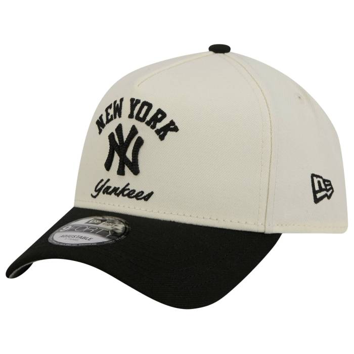 ニューエラ New Era 【 Yankees 9Forty A-Frame Arch Cap - Adult Adult White/Black 】 ヤンキース キャップ 帽子 ユニセックス 白色 ホワイト 黒色 ブラック|スニケス