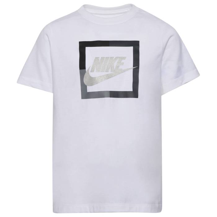 ナイキ Nike 【 Open Block Futura T-Shirt Boys' Grade School White/Grey 】 Tシャツ ジュニア キッズ 白色 ホワイト 灰色 グレー