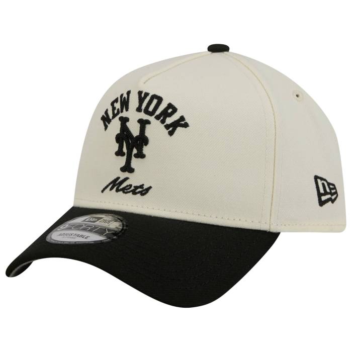 【★百貨店SALE★6/11真夜中2時迄】ニュー内鰓 New Era 【 Mets 9Forty A-Frame Upsd Arch Cap - Adult Adult White/Black 】 メッツ 旗がしら かぶり笠 ユニ一発やる 白いこと 白いこと 黒いこと 黒いこと