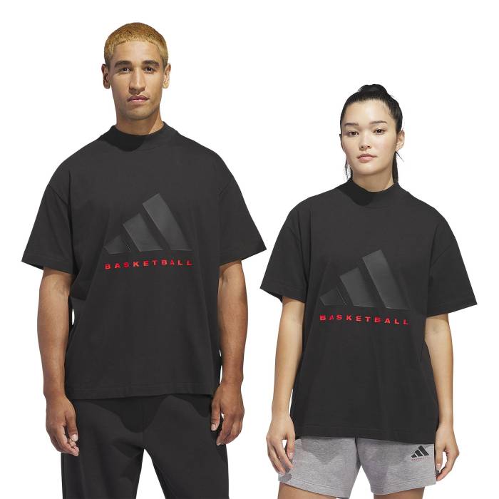 アディダス Adidas 【 Basketball Short-Sleeve T-Shirt Men's Black/Red 】 バスケットボール Tシャツ メンズ 黒色 ブラック Red 赤・レッド