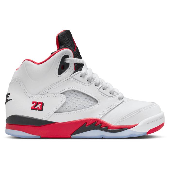 ナイキ ジョーダン Jordan 【 Retro 5 Og - Boys\u0027 Preschool Boys\u0027 Preschool White/Fire Red/Black 】 レトロ お坊っちゃん 御姉さん 赤ちゃん用 お坊っちゃん キッズ 白いこと 白いこと たき火 Red 赤・赤いこと 黒いこと 黒いこと