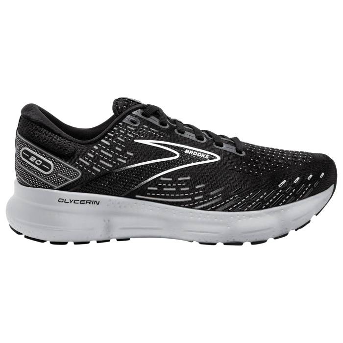 【★百貨店SALE★6/11真夜中2時迄】ブルックス Brooks 【 Glycerin 20 - Men\u0027s Men\u0027s White/Black/Alloy 】 メンズ メンズ 白いこと 白いこと 黒いこと 黒いこと