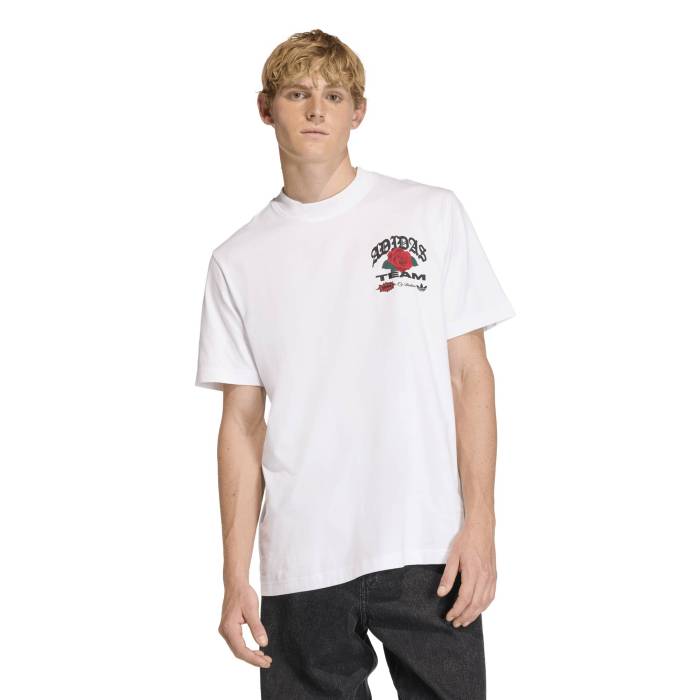 アディダス Adidas 【 Roses Gfx T-Shirt Men's White/Black 】 Tシャツ メンズ 白色 ホワイト 黒色 ブラック