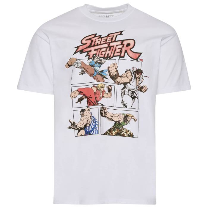 Graphic Tees 【 Street Fighter T-Shirt - Men\u0027s Men\u0027s White 】 street 表どおり 戦闘機 プルオーバー メンズ メンズ 白いこと 白いこと
