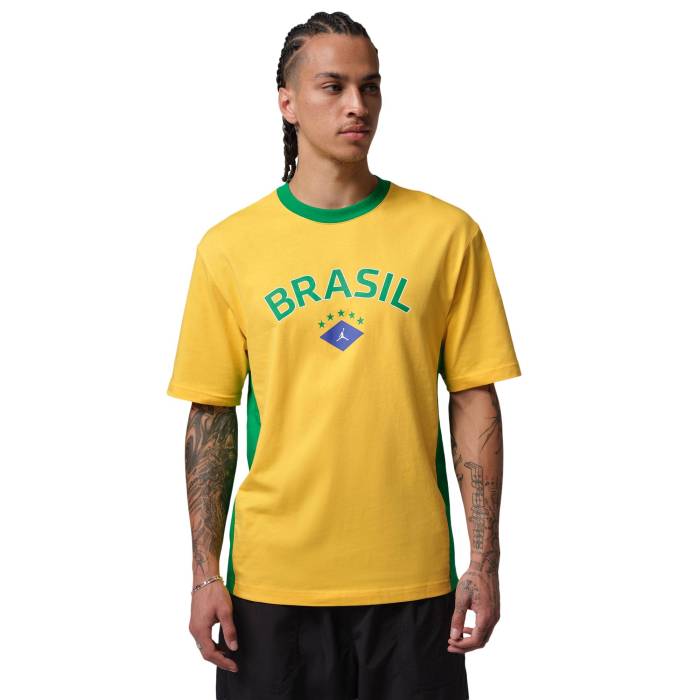 ナイキ ジョーダン Jordan 【 Brasil Short Sleeve T-Shirt - Men\u0027s Men\u0027s Varsity Maize/Lucky Green/Varsity Maize 】 Sleeve 捩り プルオーバー メンズ メンズ green 緑・緑であること