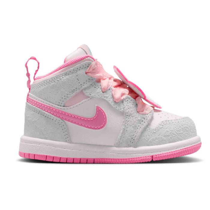 【★百貨店SALE★6/11真夜中2時迄】ナイキ ジョーダン Jordan 【 1 Mid Se - Girls\u0027 Toddler Girls\u0027 Toddler Vast Grey/Pink Glow/Sail 】 ミッド もの言う花 乳飲み子用 もの言う花 薄墨色 薄墨色 pink さくら色