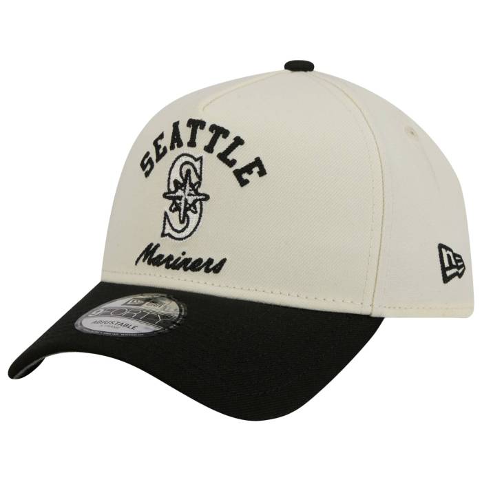 ニューエラ New Era 【 Mariners 9Forty A-Frame Upsd Arch Cap - Adult Adult White/Black 】 マリナーズ キャップ 帽子 ユニセックス 白色 ホワイト 黒色 ブラック|スニケス