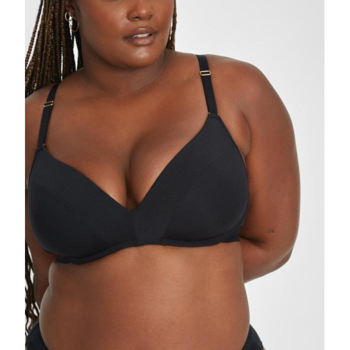 Wearlively 【 The All-Day No-Wire Push-Up: Jet Black Women 】 黒色 ブラック インナー 下着 ナイトウェア レディース インナー 下着 ランジェリー ブラジャー レディース