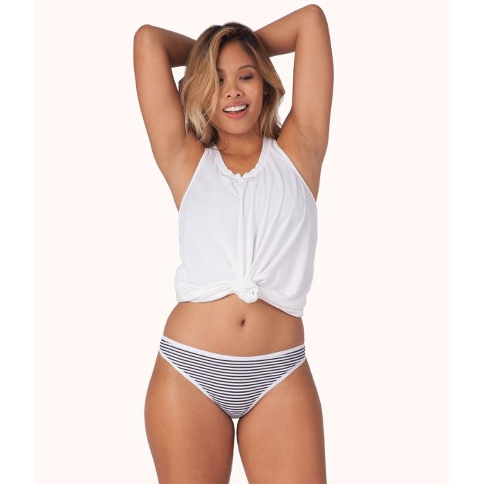 Wearlively 【 The Cotton Thong: Black/White Mini Stripe Women 】 Stripe ストライプ インナー 下着 ナイトウェア レディース インナー 下着 ランジェリー ショーツ Tバック Gストリング レディース