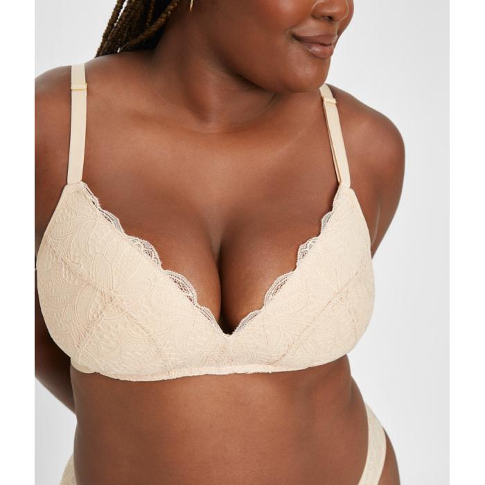 Wearlively 【 The Lace No-Wire Push-Up: Toasted Almond Women 】 インナー 下着 ナイトウェア レディース インナー 下着 ランジェリー ブラジャー レディース