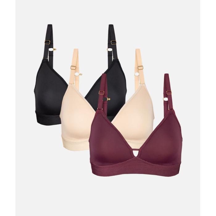 Wearlively 【 The Spacer Bra Trio: Toasted Almond/Jet Black/Plum Women 】 インナー 下着 ナイトウェア レディース インナー 下着 ランジェリー ブラジャー レディース 13,275円