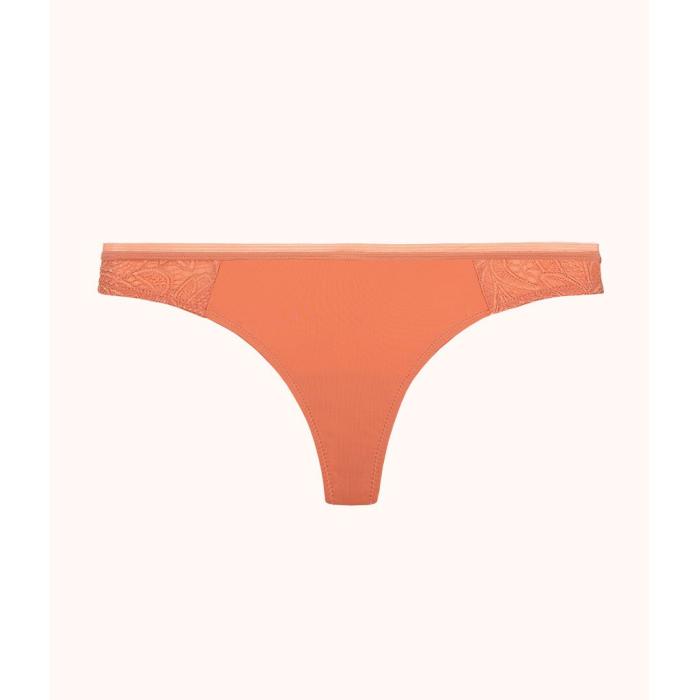 Wearlively 【 The Palm Lace Thong: Terracotta Women 】 インナー 下着 ナイトウェア レディース インナー 下着 ランジェリー ショーツ Tバック Gストリング レディース