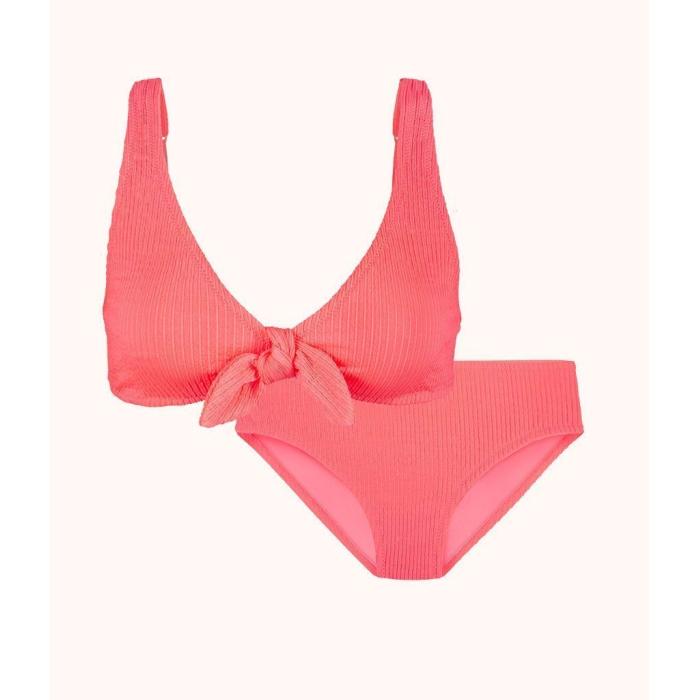 Wearlively 【 The Ruched Plunge Bralette & High Waist Swim Bundle: Electric Pink Women 】 ハイ pink ピンク レディースファッション 水着 レディース