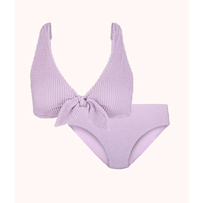 Wearlively 【 The Ruched Plunge Bralette & High Waist Swim Bundle: Lilac Women 】 ハイ レディースファッション 水着 レディース