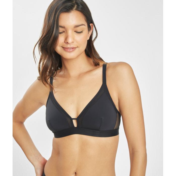 Wearlively 【 The Mesh Trim Padded Bralette: Jet Black Women 】 Padded パッド 黒色 ブラック インナー 下着 ナイトウェア レディース インナー 下着 ランジェリー ブラジャー レディース