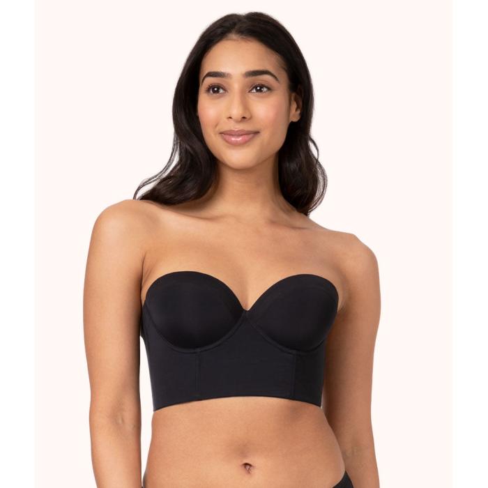 Wearlively 【 The Low Back Strapless: Jet Black Women 】 黒色 ブラック インナー 下着 ナイトウェア レディース インナー 下着 ランジェリー ブラジャー レディース