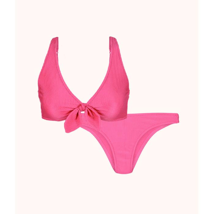 Wearlively 【 The Ribbed Plunge Bralette & Cheeky Swim Bundle: Magenta Women 】 マジェンタ レディースファッション 水着 レディース 11,248円