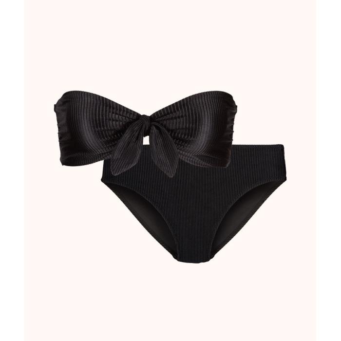 Wearlively 【 The Ribbed Bandeau & High Waist Swim Bundle: Jet Black Women 】 ハイ 黒色 ブラック レディースファッション 水着 レディース