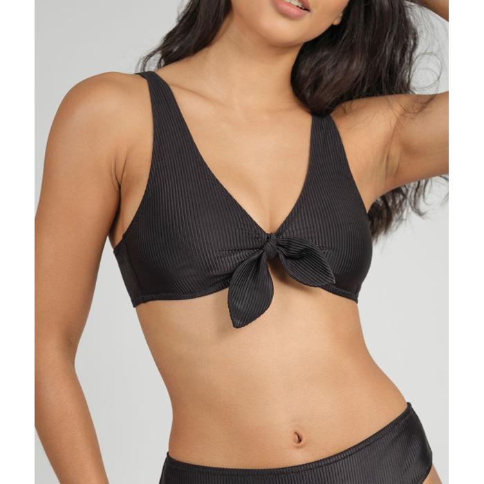 Wearlively 【 The Swim Ribbed Plunge Bralette: Jet Black Women 】 黒色 ブラック レディースファッション 水着 レディース
