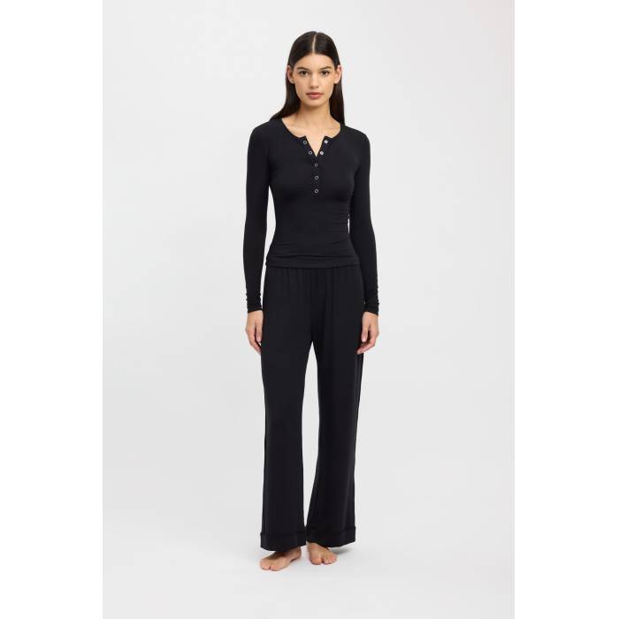 Kookai 【 Sleep Button Long Sleeve Top Women 】 Sleeve 衣袂 はだ着 はだ着 ナイト爵御召しもの レディース ナイト爵御召しもの 御部屋御召しもの 余分の物 レディース