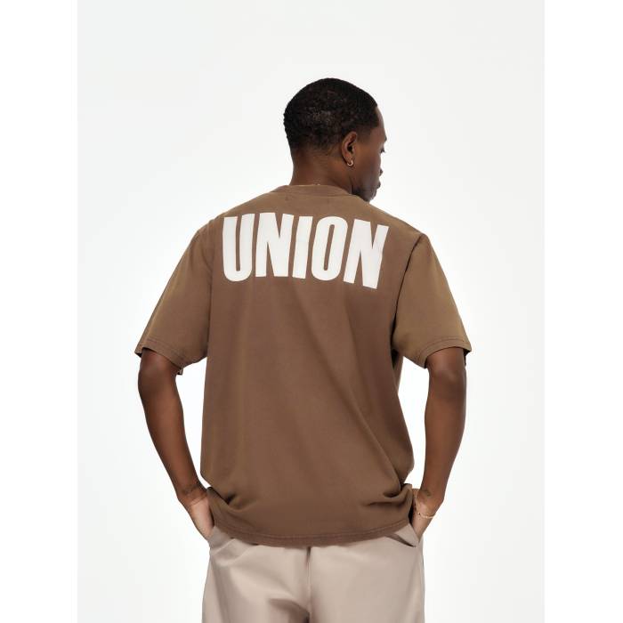 Union Los Angeles 【 Block Logo Tee Mens Dark Earth 】 ロゴ Tシャツ メンズ