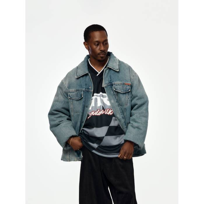 マーティンサクラ色 Martine Rose 【 Padded Denim Jacket Mens Blue 】 Padded パッド ジーンズ Jacket 上衣 メンズ 青み 青色