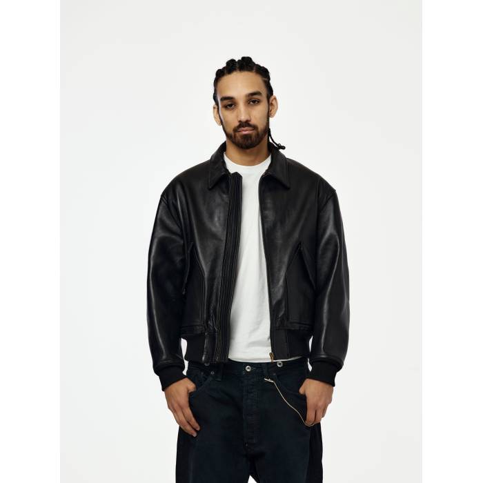 A.presse 【 Leather Cwu-45 Flight Jacket Mens Black 】 レザー Flight フライト Jacket ジャケット メンズ 黒色 ブラック