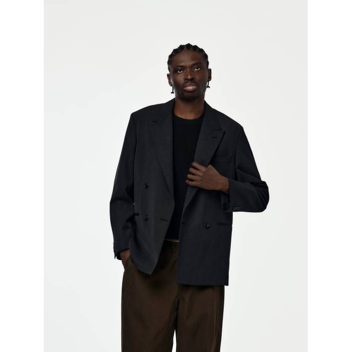 A.presse 【 Wool Double Breasted Jacket Mens Charcoal 】 Jacket 上衣 メンズ 暗灰色
