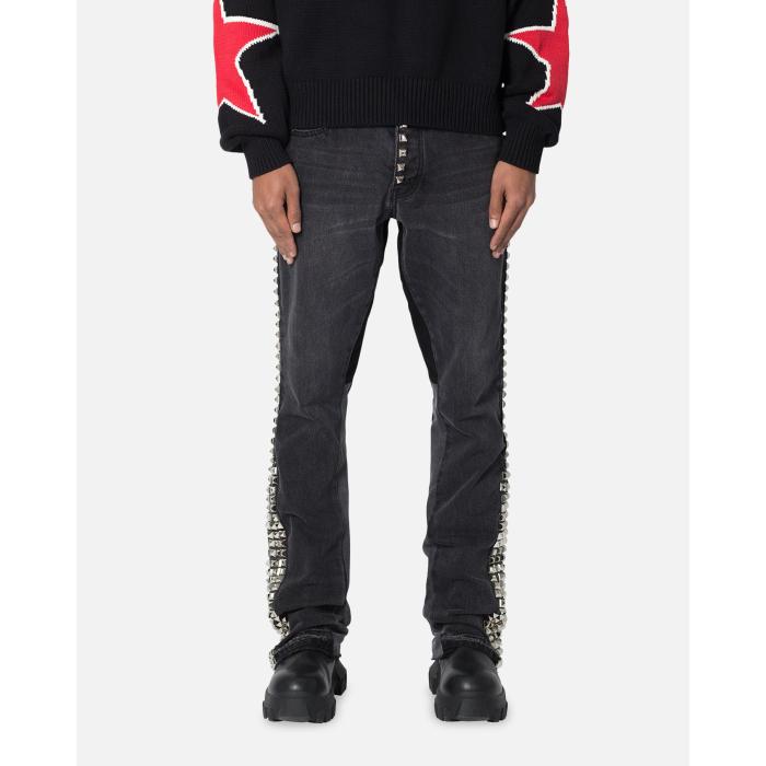 Mnml 【 B572 Studded Flare Denim Jeans Mens Black 】 デニム ジーンズ メンズ 黒色 ブラック