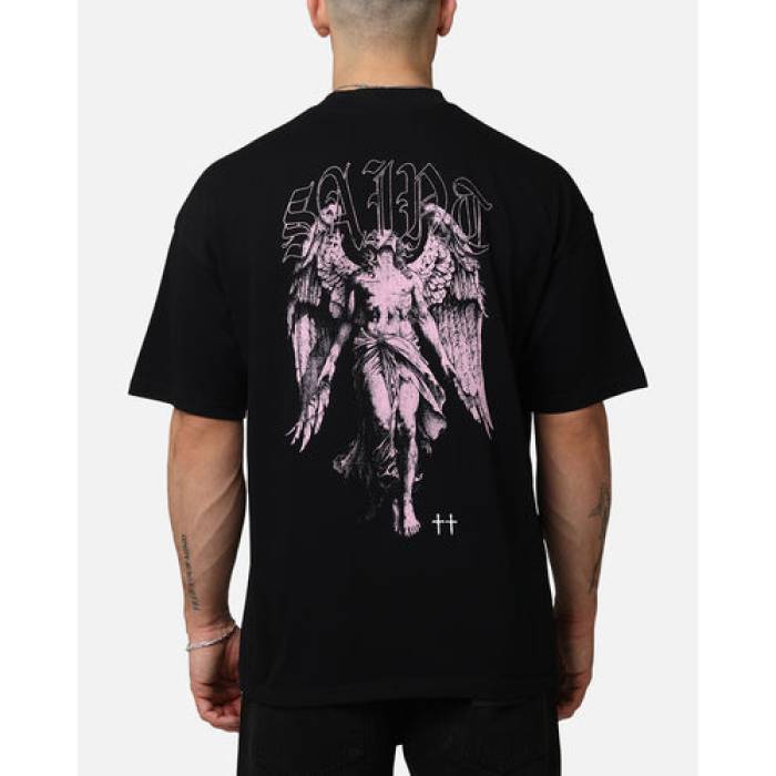 Saint Morta 【 Lucian Mock Neck T-Shirt Mens Black/Pink 】 Tシャツ メンズ 黒色 ブラック pink ピンク