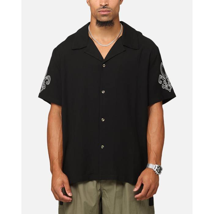 Xxiii 【 Fleur Linen Button Up Shirt Mens Black 】 メンズ 黒色 ブラック