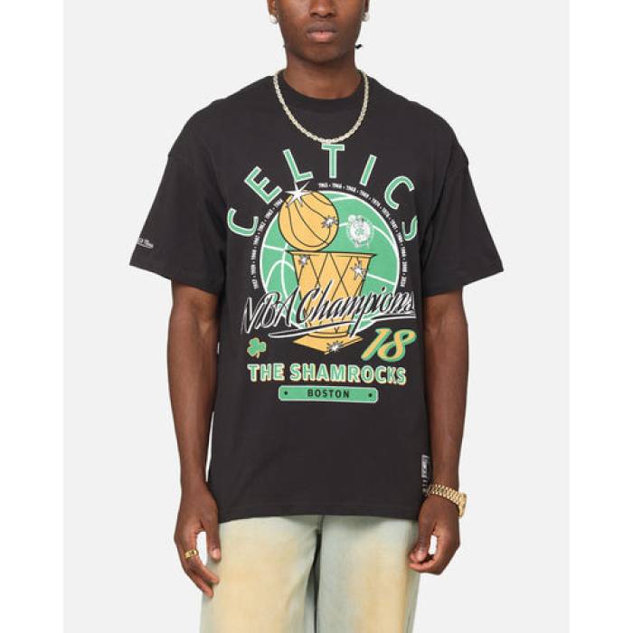 ミッチェル\u0026ネス Mitchell \u0026 Ness 【 Boston Celtics Champions Report \"Champ Pack\"" T-Shirt Mens Faded Black 】 豆の町 セルティックス プルオーバー メンズ 黒いこと 黒いこと"