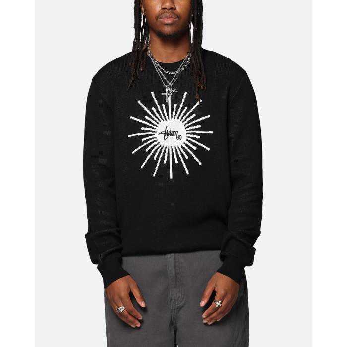 S Double 【 Sunburst Sweater Mens Black 】 トレーナー メンズ 黒色 ブラック