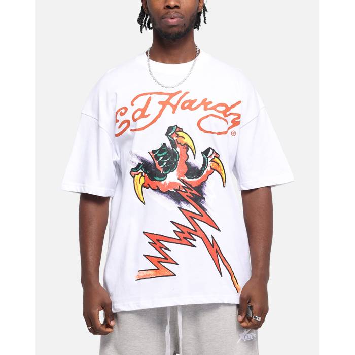 エドハーディー Ed Hardy 【 Lightning T-Shirt Mens White 】 雷火 プルオーバー メンズ 白いこと 白いこと