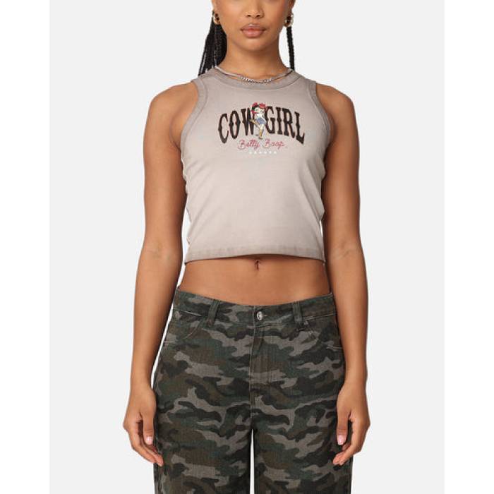 Betty Boop 【 Cowgirl Sunfade Tank Womens Washed Brown 】 タンクトップ レディース 茶色 ブラウン